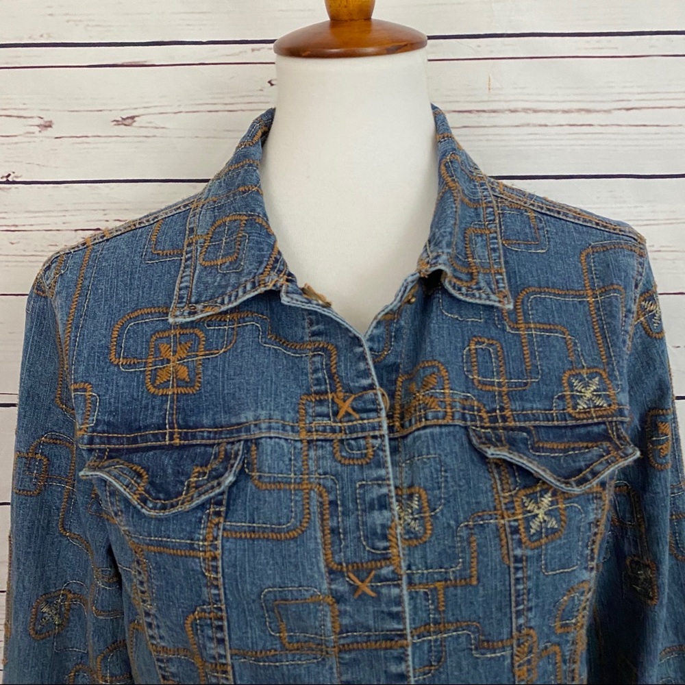 Ruby Rd Embroidered Jean Jacket Medium - Picture 2 of 9
